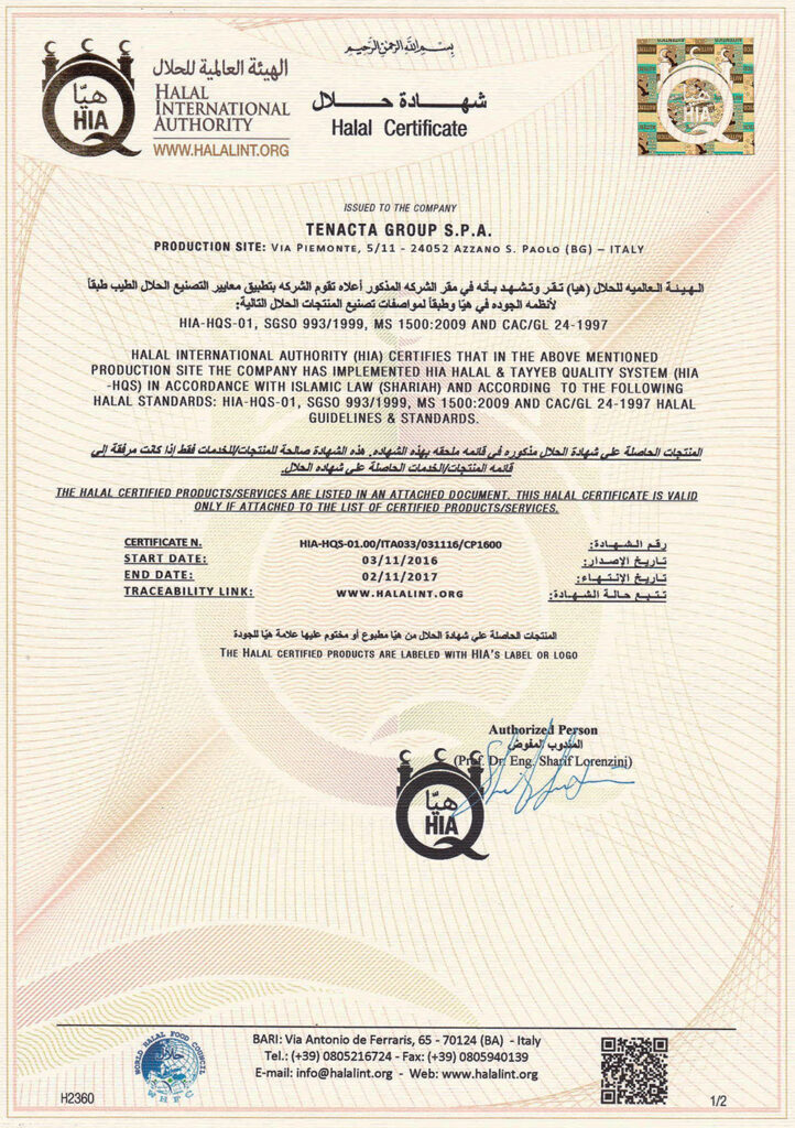 2016 2017 TENACTA GROUP SPA Certificato 1 eng