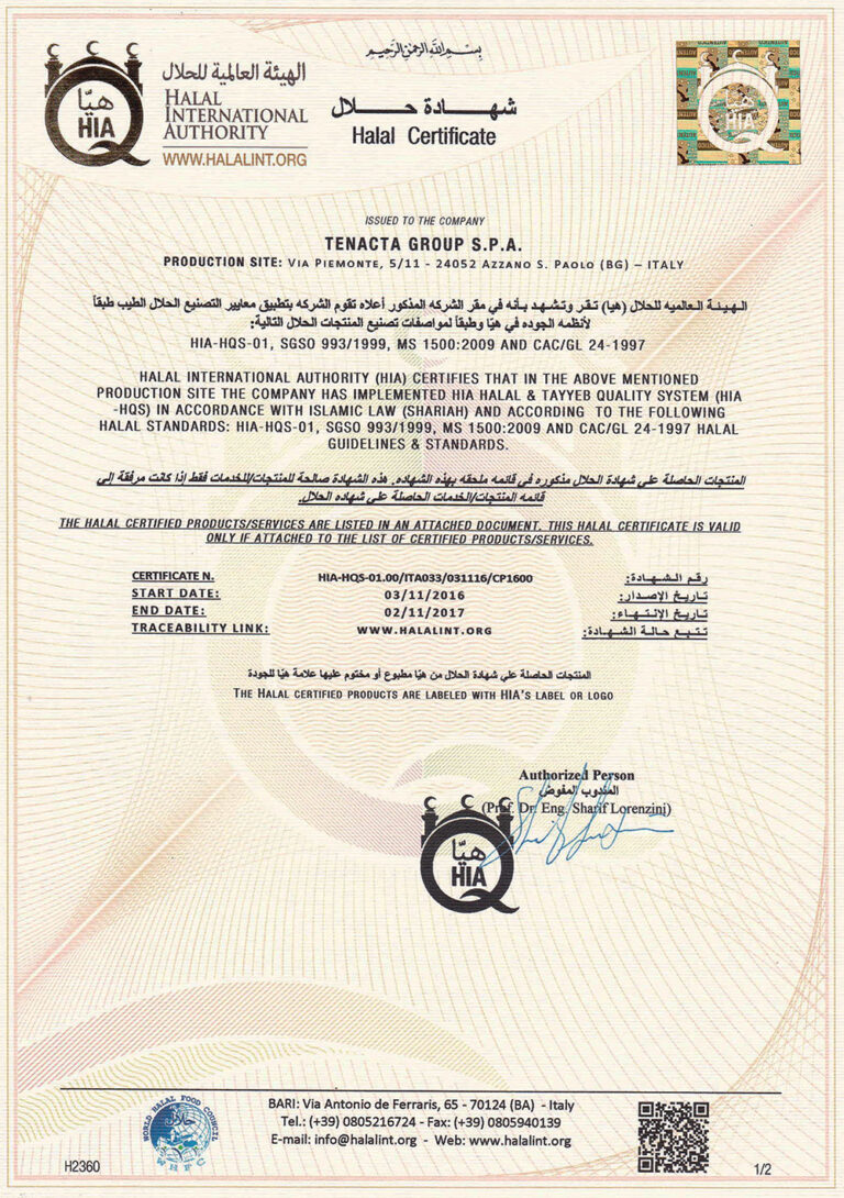 2016 2017 TENACTA GROUP SPA Certificato 1 eng